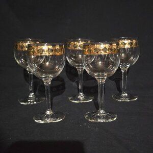 Vtg Culver Wine Glass VALENCIA - Set of 5